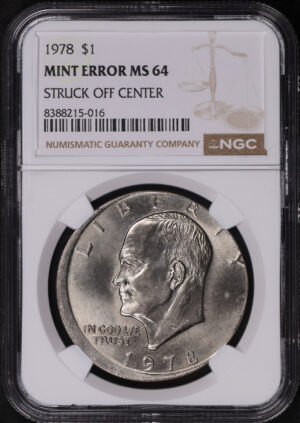 Obverse of this 1978 Ike Dollar NGC MS-64 Mint Error Struck Off Center