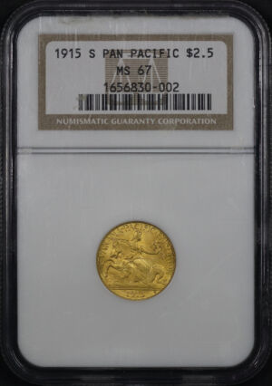 Obverse of this 1915-S $2.5 Pan Pacific Gold Commemorative NGC MS-67