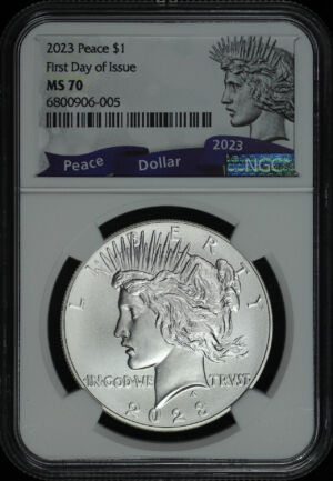 Obverse of this 2023 Peace Dollar NGC MS-70 First Day of Issue 