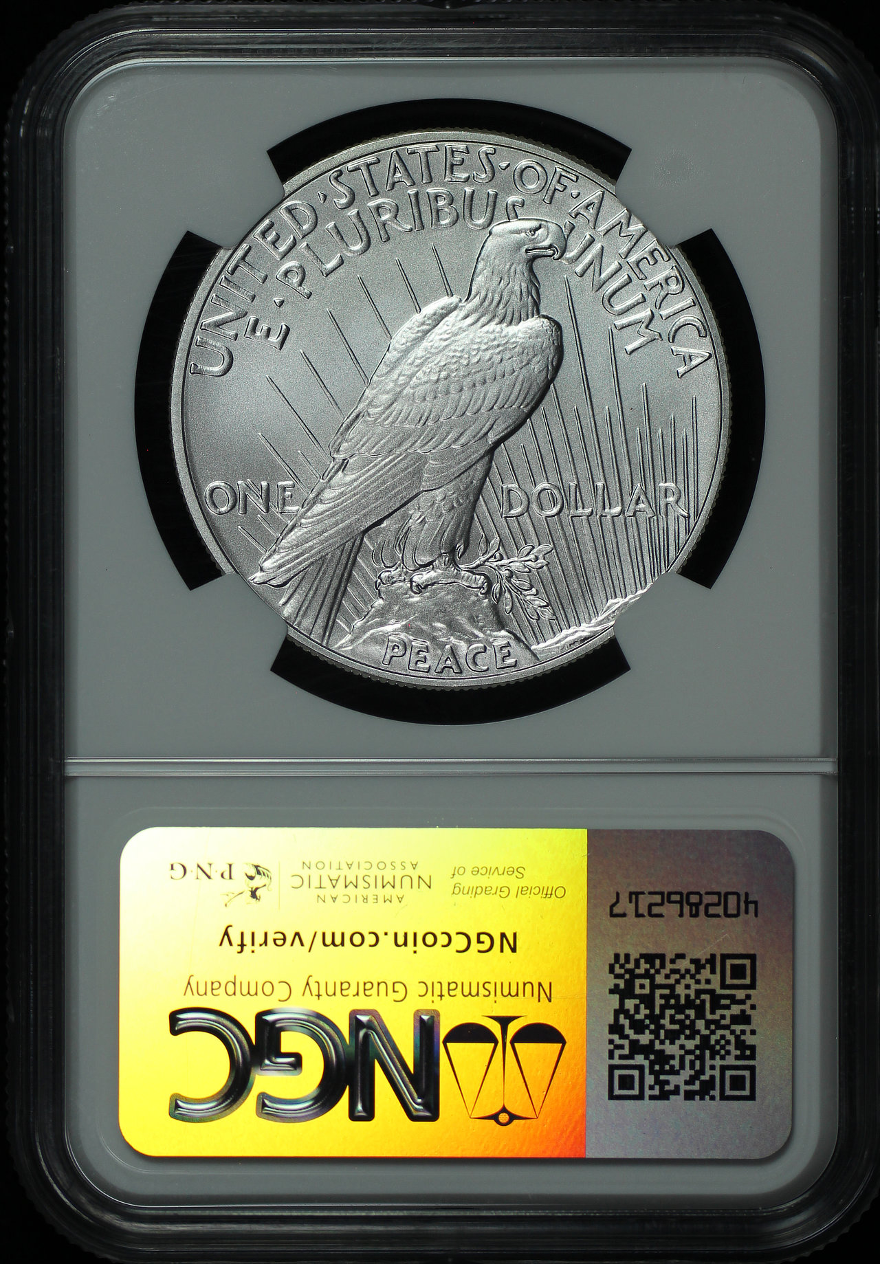 Reverse of this 2023 Peace Dollar NGC MS-70 First Day of Issue