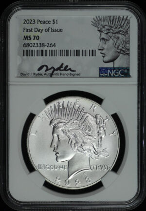 Obverse of this 2023 Peace Peace Dollar NGC MS-70 First Day of Issue