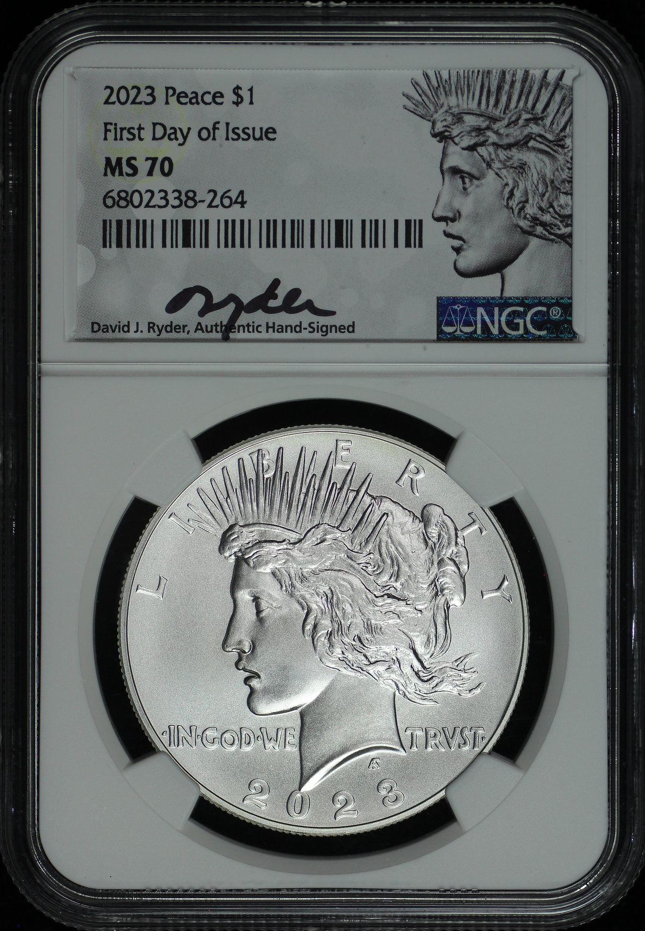 Obverse of this 2023 Peace Peace Dollar NGC MS-70 First Day of Issue
