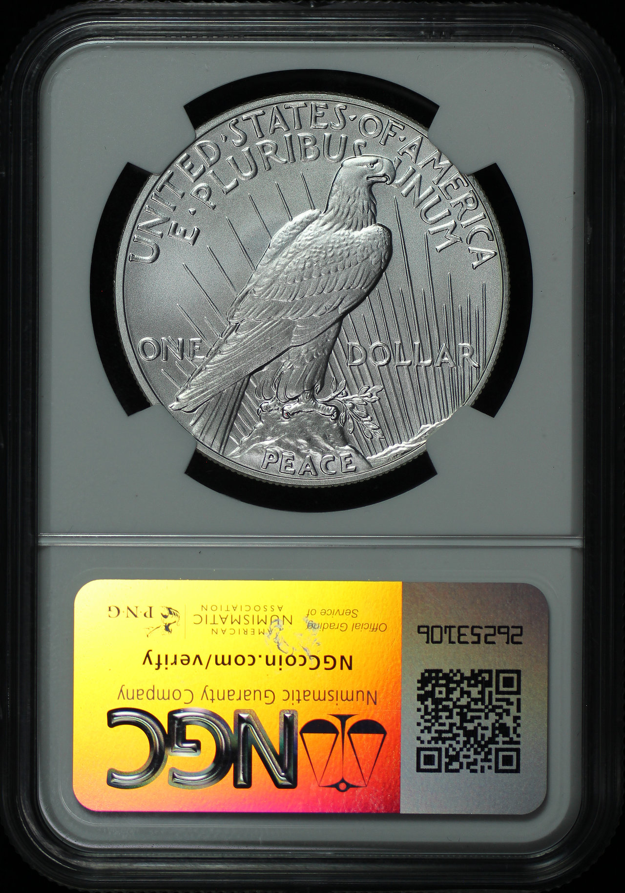 Reverse of this 2023 Peace Peace Dollar NGC MS-70 First Day of Issue