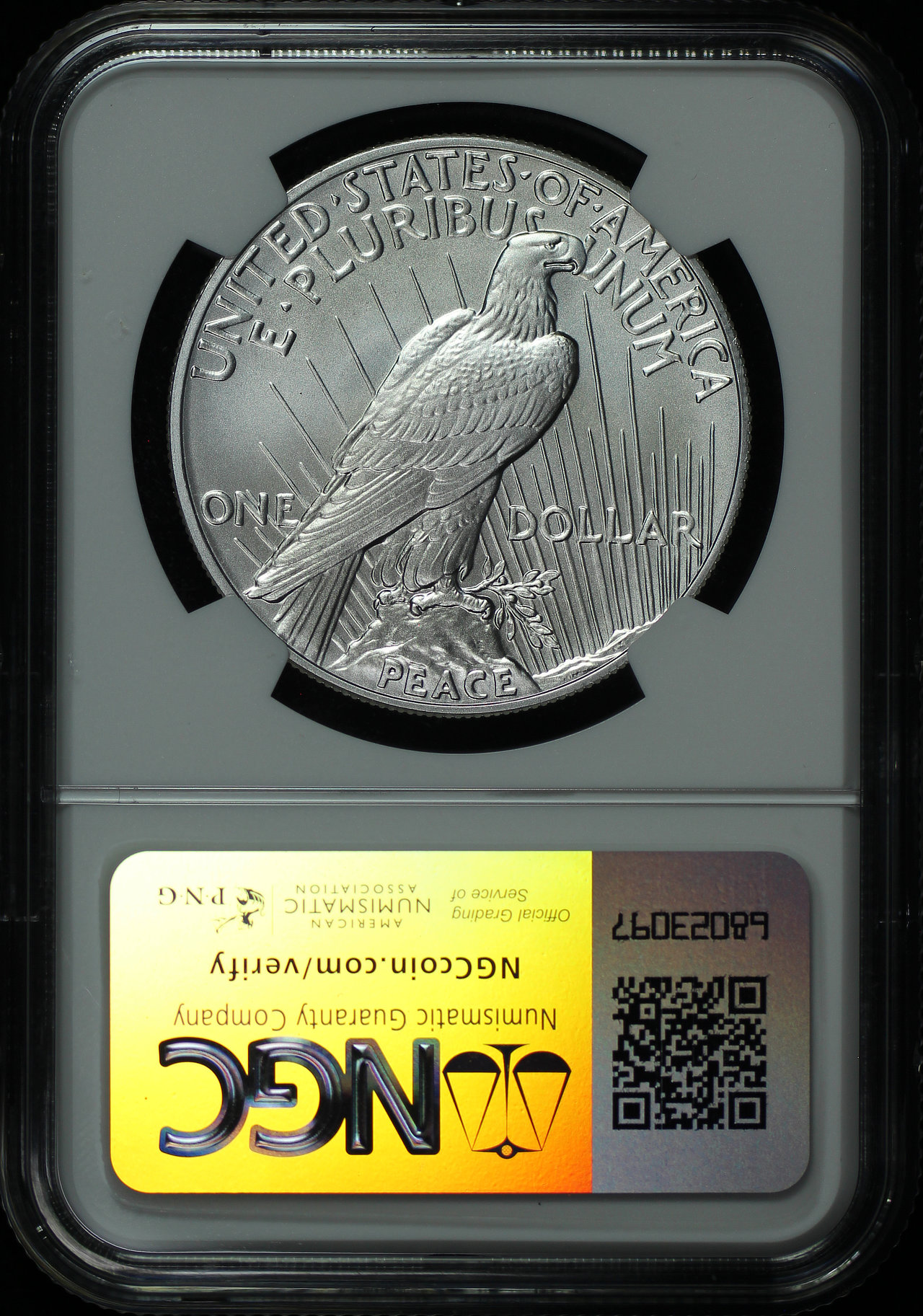 Reverse of this 2023 Peace Dollar NGC MS-70 First Day of Issue