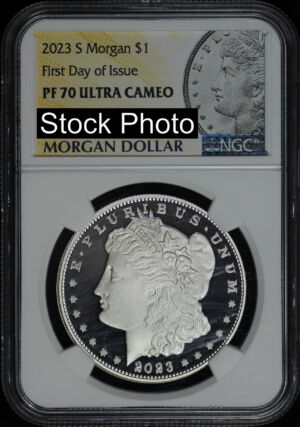 Obverse of this 2023-S Morgan Dollar NGC PF-70 UC First Day of Issue