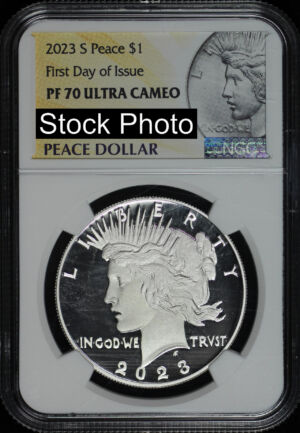 Obverse of this 2023-S Peace Dollar NGC PF-70 UC First Day of Issue