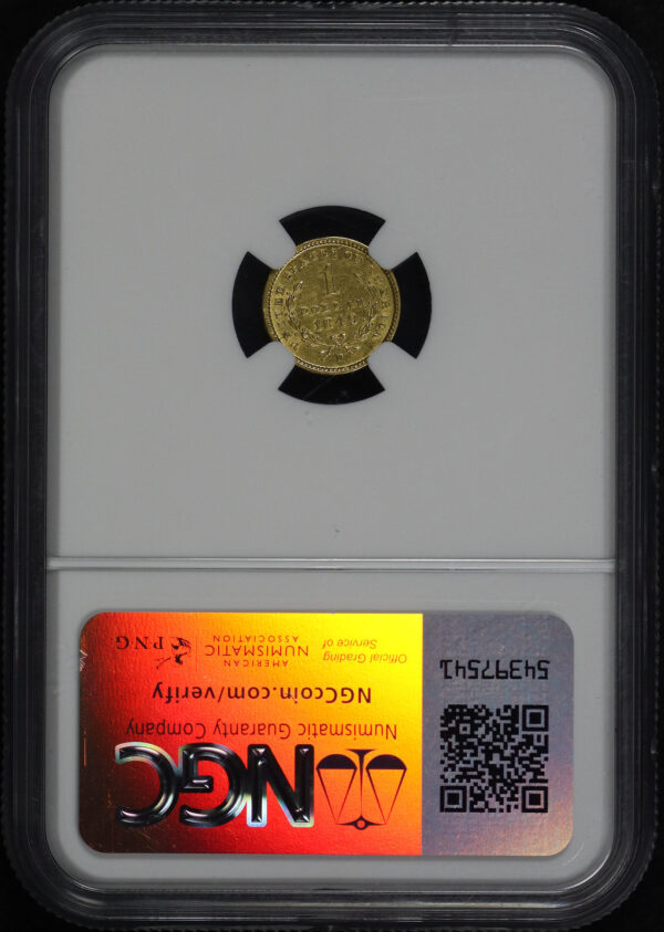 Reverse of this 1849-D Gold Dollar NGC AU-58