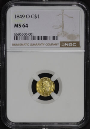 Obverse of this 1849-O Gold Dollar NGC MS-64