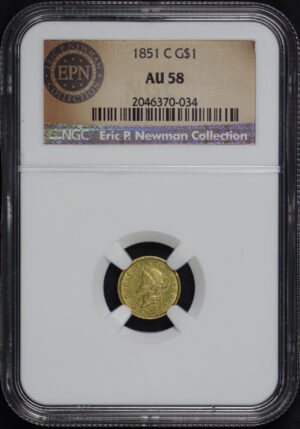 Obverse of this 1851-C Gold Dollar Type 1 NGC AU-58