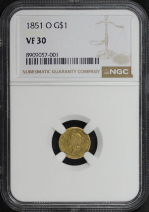 Obverse of this 1851-O Gold Dollar NGC VF-30