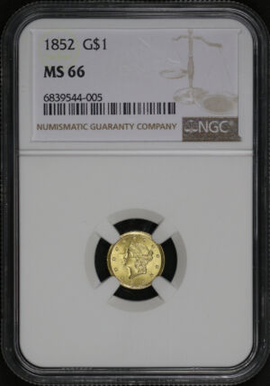 Obverse of this 1852 Gold Dollar NGC MS-66