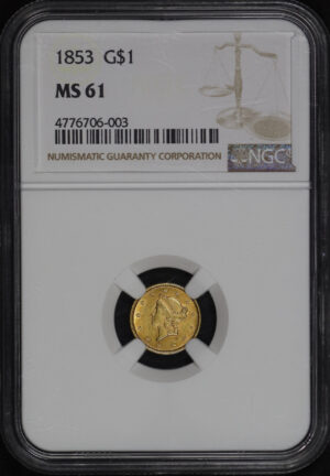 Obverse of this 1853 Gold Dollar NGC MS-61