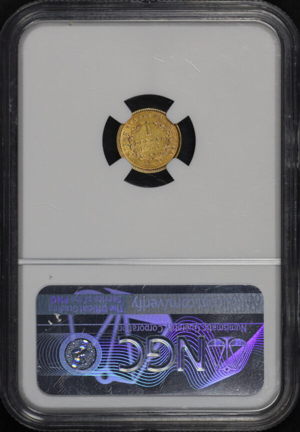 Reverse of this 1853 Gold Dollar NGC MS-61
