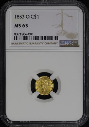 Obverse of this 1853-O Gold Dollar NGC MS-63