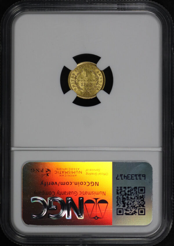 Reverse of this 1853-O Gold Dollar NGC MS-63