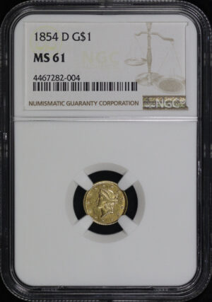 Obverse of this 1854-D Gold Dollar NGC MS-61