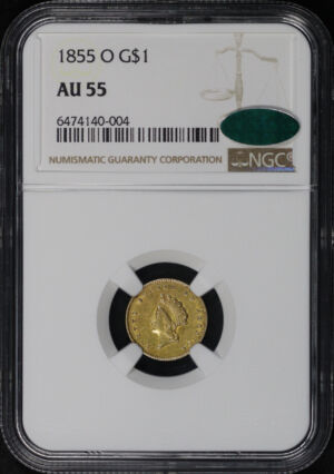 Obverse of this 1855-O Gold Dollar NGC AU-55 CAC