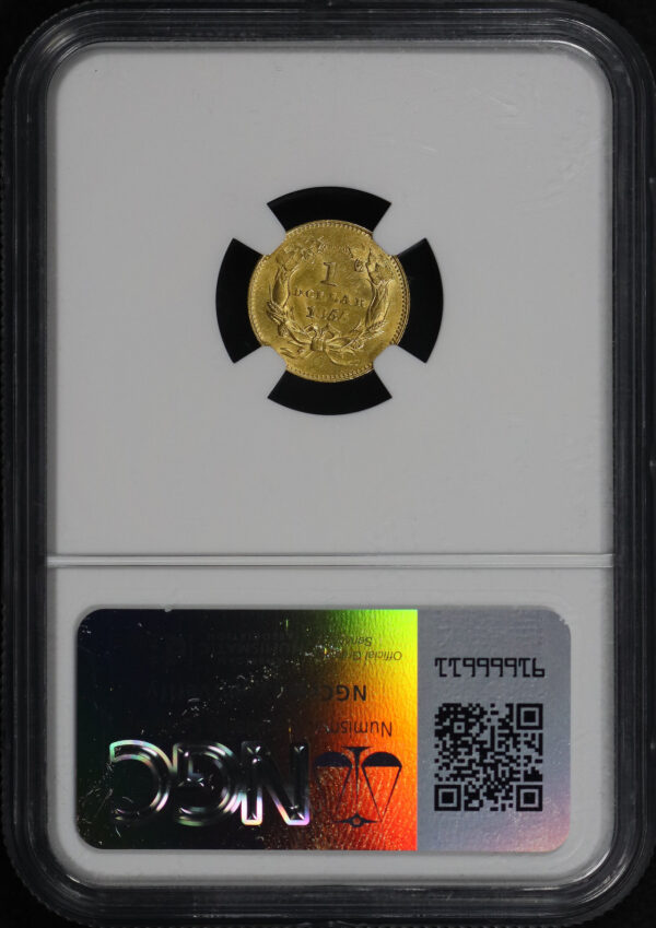Reverse of this 1855-O Gold Dollar Type 3 NGC MS-63