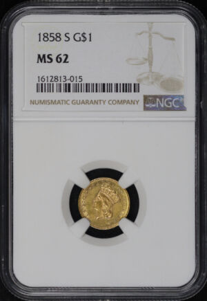 Obverse of this 1858-S Gold Dollar Type 3 NGC MS-62