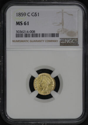 Obverse of this 1859-C Gold Dollar Type 3 NGC MS-61