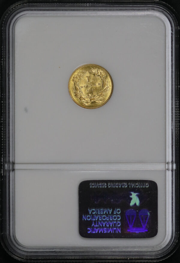 Reverse of this 1862 Gold Dollar Type 3 NGC MS-63