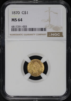 Obverse of this 1870 Type 3 Gold Dollar NGC MS-64