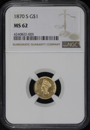 Obverse of this 1870-S Gold Dollar Type 3 NGC MS-62