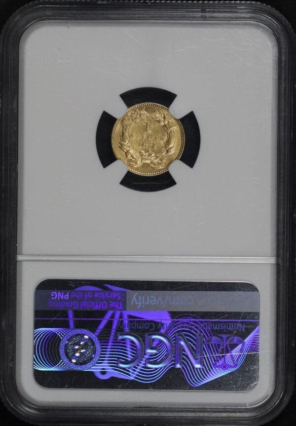 Reverse of this 1874 Gold Dollar Type 3 NGC MS-63
