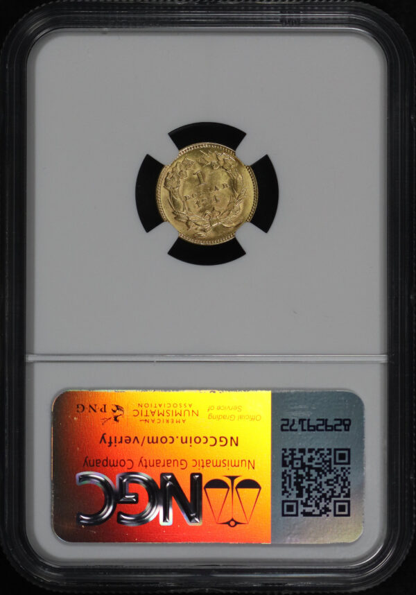Reverse of this 1874 Gold Dollar Type 3 NGC MS-63
