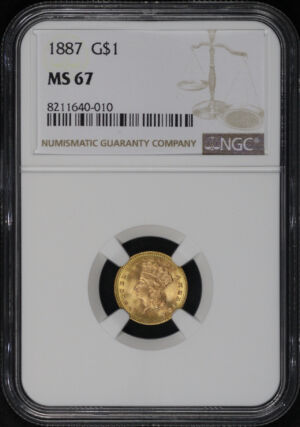 Obverse of this 1887 Type 3 Gold Dollar NGC MS-67