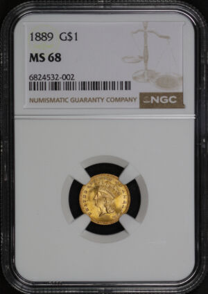 Obverse of this 1889 Gold Dollar Type 3 NGC MS-68
