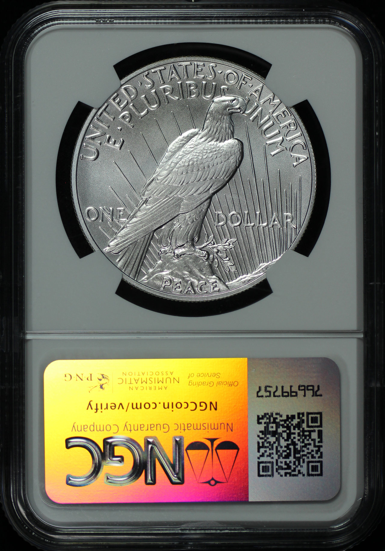 Reverse of this 2024 Peace Dollar NGC MS-70 First Day of Issue