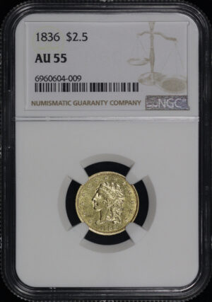 Obverse of this 1836 Classic Head $2.5 NGC AU-55