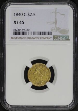 Obverse of this 1840-C Liberty Head $2.5 NGC XF-45