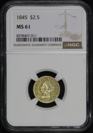 Obverse of this 1845 Liberty Head $2.5 NGC MS-61