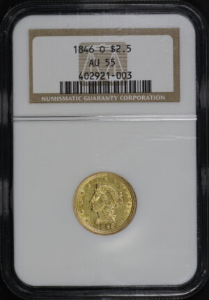 Obverse of this 1846-O Liberty Head $2.5 NGC AU-55