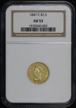 Obverse of this 1847-C Liberty Head $2.5 NGC AU-53