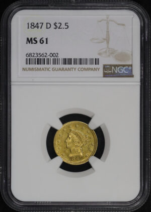 Obverse of this 1847-D Liberty Head $2.5 NGC MS-61