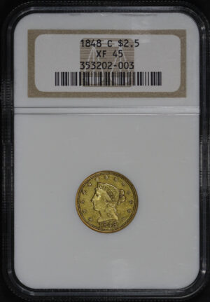 Obverse of this 1848-C Liberty Head $2.5 NGC XF-45