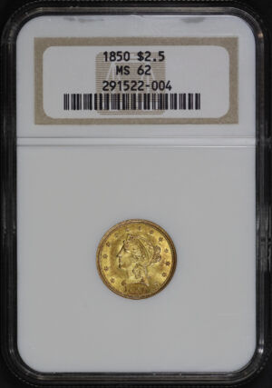 Obverse of this 1850 Liberty Head $2.5 NGC MS-62