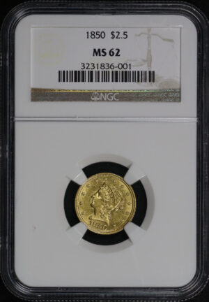 Obverse of this 1850 Liberty Head $2.5 NGC MS-62