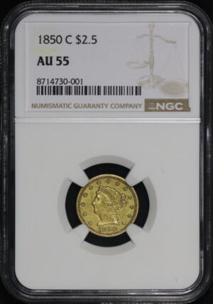 Obverse of this 1850-C Liberty Head $2.5 NGC AU-55