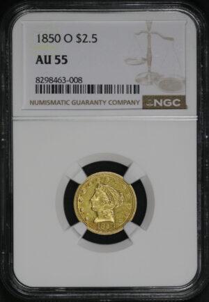 Obverse of this 1850-O Liberty Head $2.5 NGC AU-55