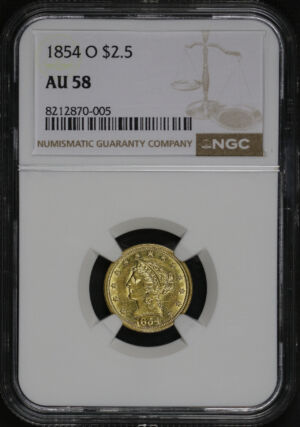 Obverse of this 1854-O Liberty Head $2.5 NGC AU-58