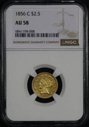 Obverse of this 1856-C Liberty Head $2.5 NGC AU-58