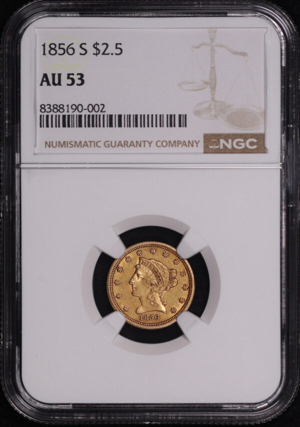 Obverse of this 1856-S Liberty Head $2.5 NGC AU-53