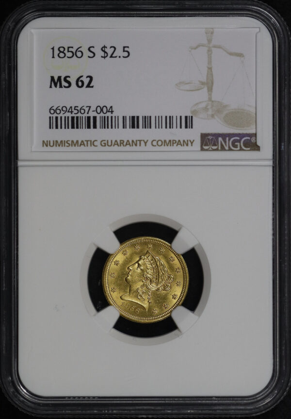 Obverse of this 1856-S Liberty Head $2.5 NGC MS-62