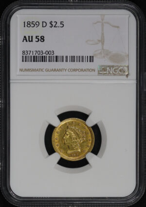 Obverse of this 1859-D Liberty Head $2.5 NGC AU-58