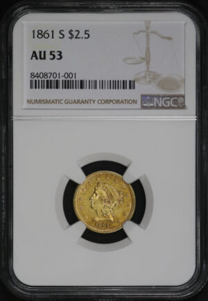 Obverse of this 1861-S Liberty Head $2.5 NGC AU-53