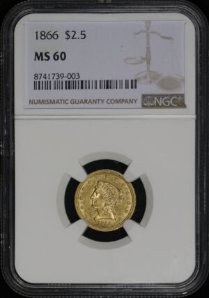 Obverse of this 1866 Liberty Head $2.5 NGC MS-60